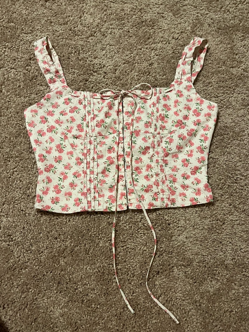 Floral corset top with tie detail